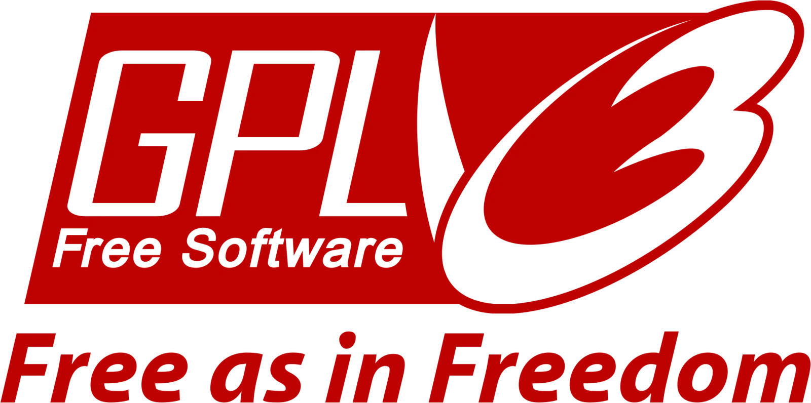 Logo ufficiale della GNU GPL versione 3: la scritta 'GPLv3' in rosso su sfondo bianco.