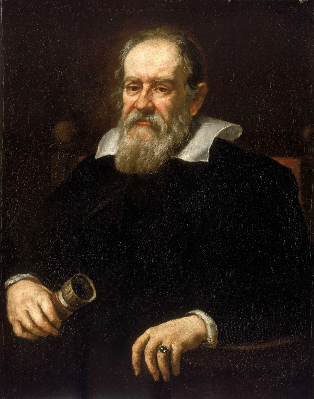 Portrait of Galileo Galilei (Justus Sustermans, 1636): the astronomer holding a telescope